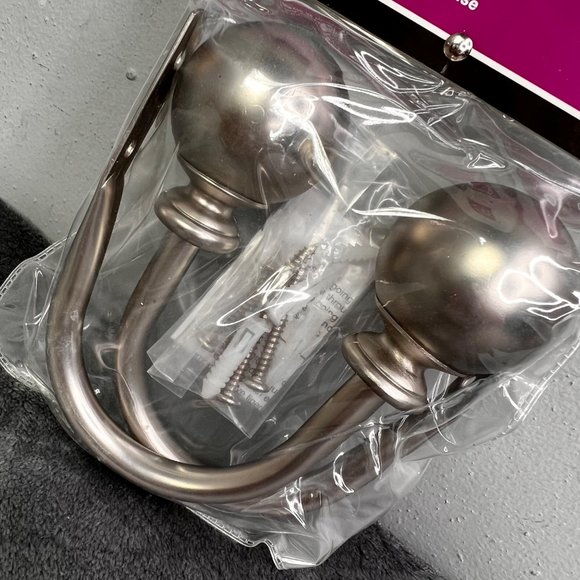 Bali Satin Nickel Ball Drapery Holdbacks Pair Silver Curtain Drapes Hardware NIP - Picture 4 of 7
